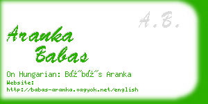 aranka babas business card